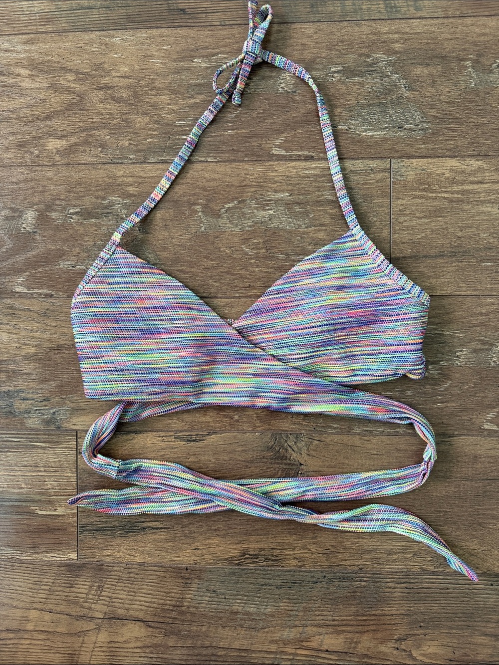 Aerie Multicolor Striped Wrap Bikini Top